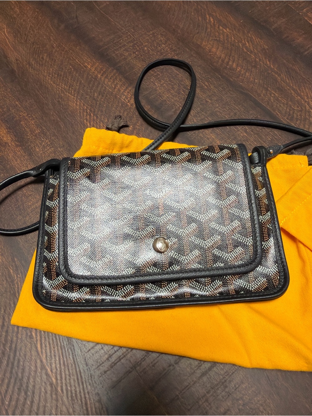 Goyard Brown & Black Chevron Crossbody with Subtle White Accents
